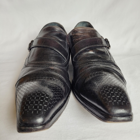 Jo Ghost Distressed Italian Leather Black Slip On Loafers Shoes Size 40 READ - Picture 4 of 12